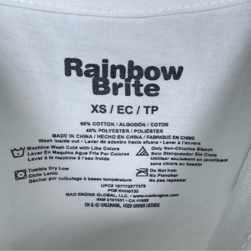 NWOT Rainbow brite white rainbow horse graphic shirt size XS - Picture 6 of 8